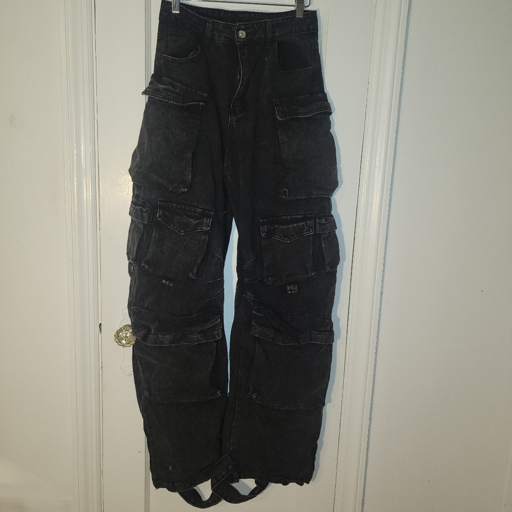Black cargo jeans